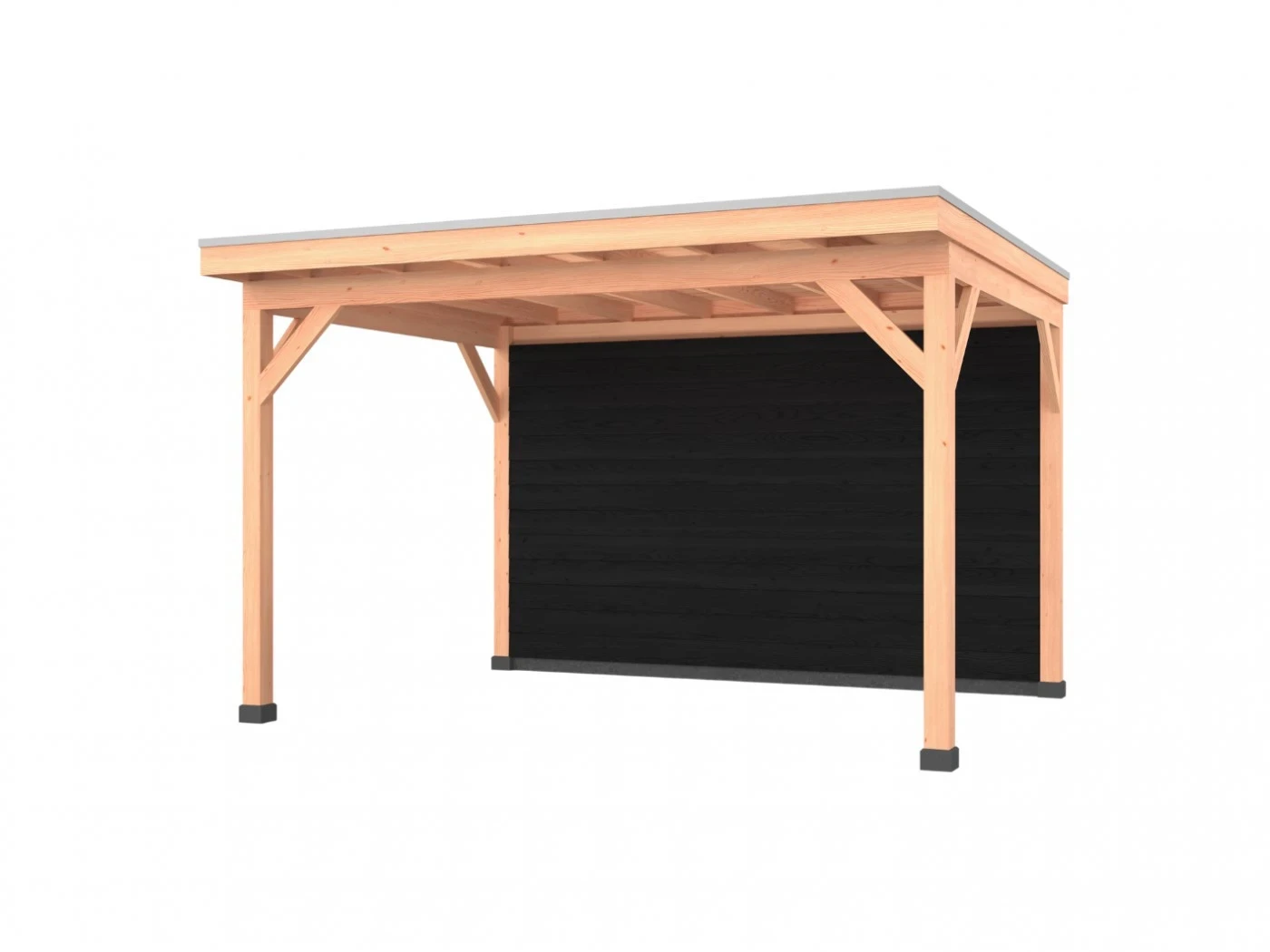 Douglas overkapping, 400 x 300, met achterwand, Westwood Comfort Zwart - Afbeelding 1